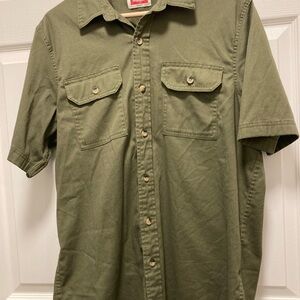 Olive Green Men's Short Sleeve Button Up Shirt